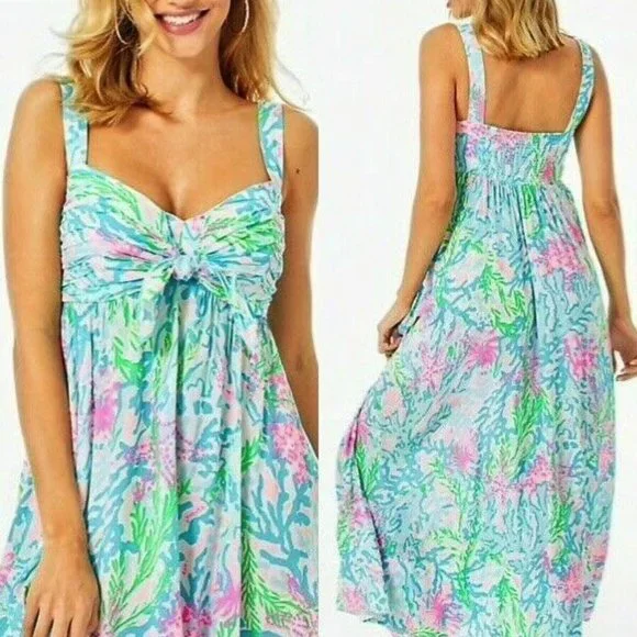 Lilly Pulitzer Sabrinah Midi Sleeveless Dress Coral Bay Blue White Pink  Green 4 - www.sanvalentin.cl